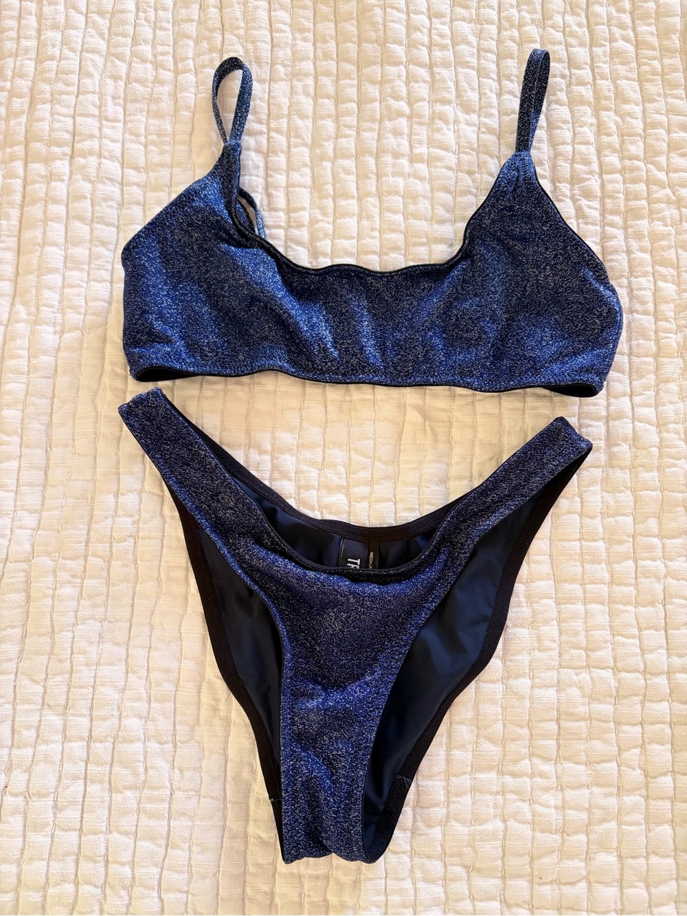 TRIANGL Blue Metallic Shimmer Bikini Set | Medium |